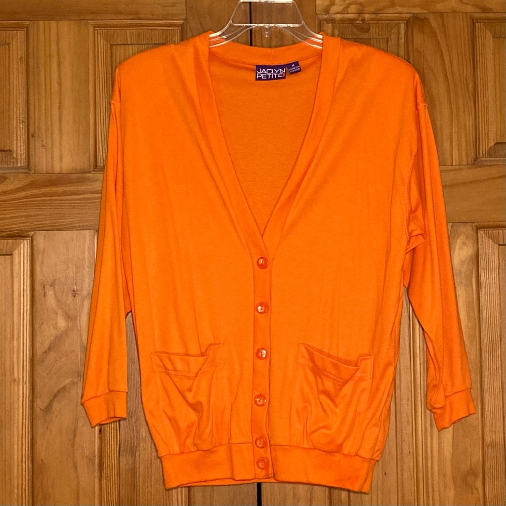 NWOT Jaclyn Petite Vintage 80s 90s Cardigan Knit Long Sleeve Orange Size MP